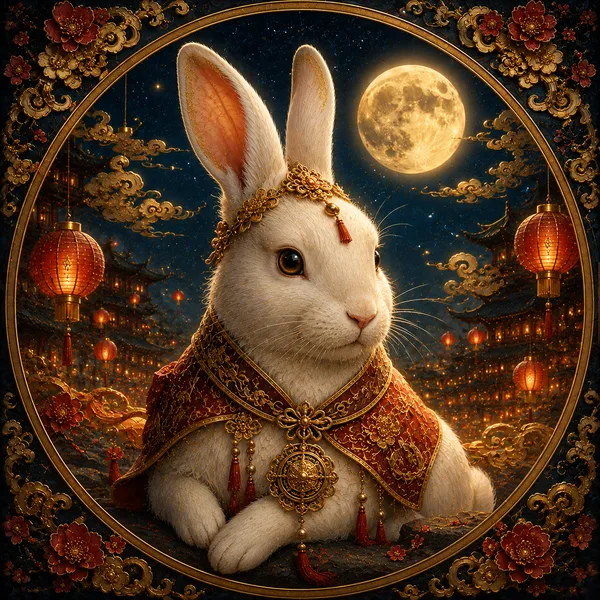Ilustración del Conejo en el horóscopo chino
