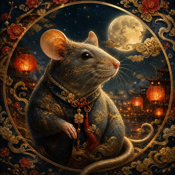 Ilustración del Rata en el horóscopo chino